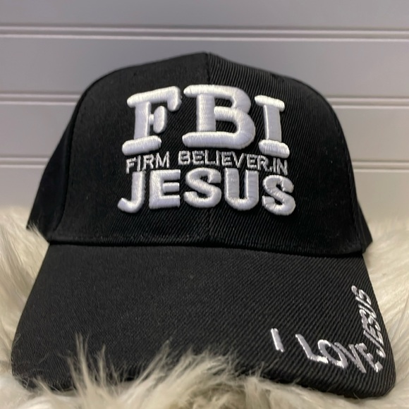 FBI- Firm Believer in Jesus Black Embroidered Baseball Cap - Picture 12 of 12
